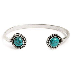 BP. Open Cuff Bracelet, Silver/Turquoise Stone